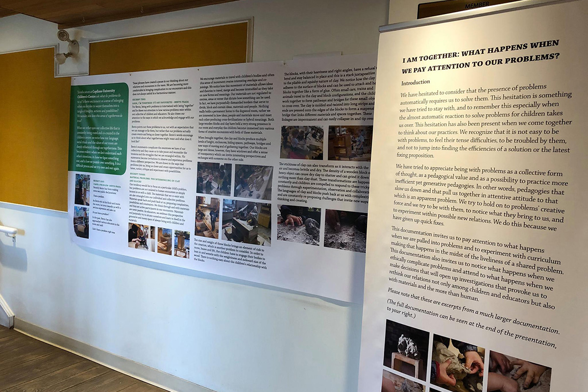 A photo of a printed banner with text and photos from Capilano Children's Centre's project.